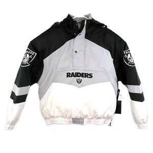 Oakland Raiders Colorblock Puffer Pullover Jacket